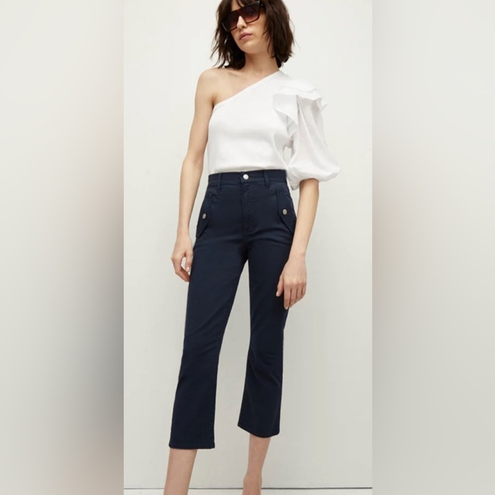 Veronica Beard White One-Shoulder Blouse